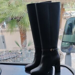 PAIGE Chocolate Brown Heeled Knee-High Boots